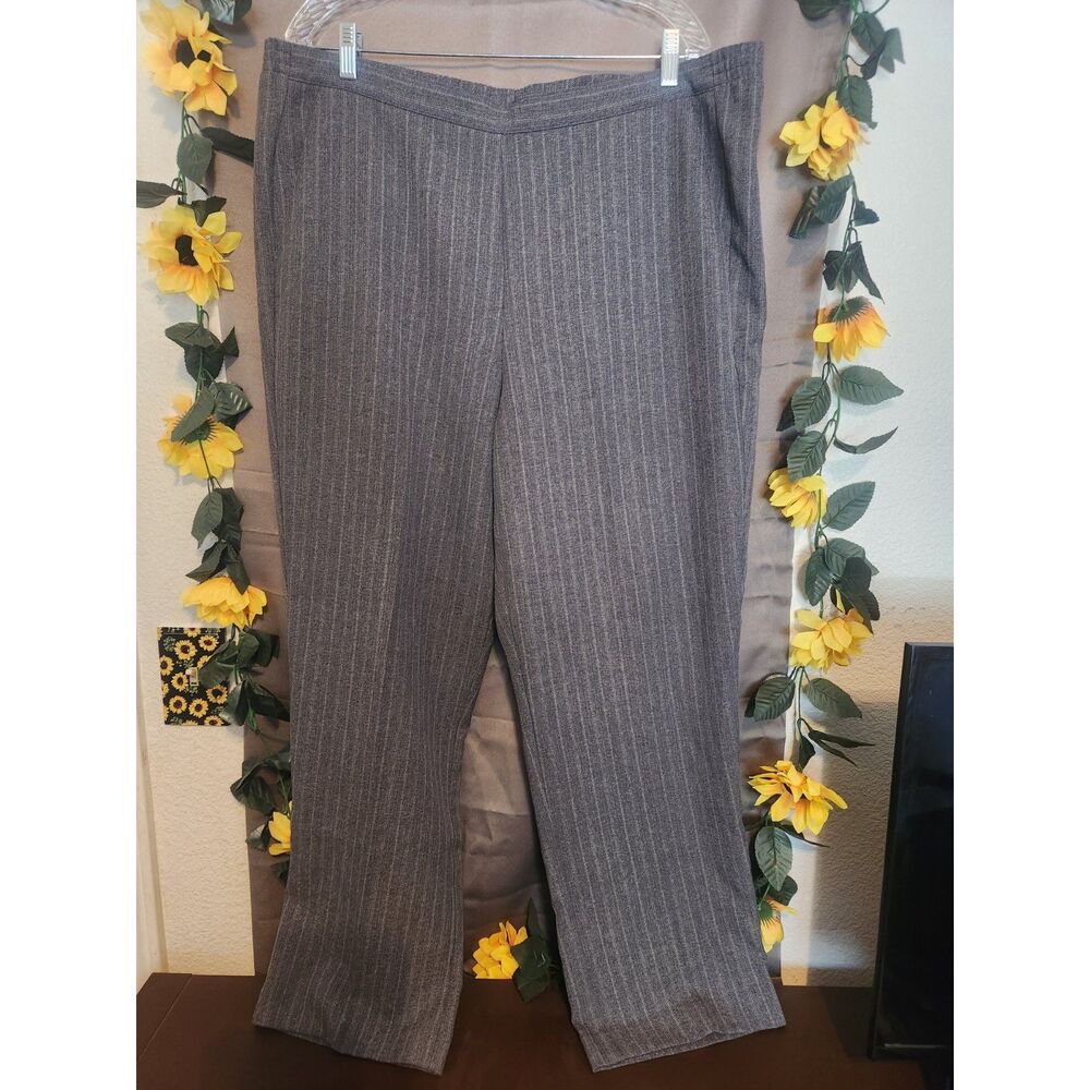 Alfred Dunner Women's Gray Pinstripe Pull-On Pants Size 14 Career Trousers